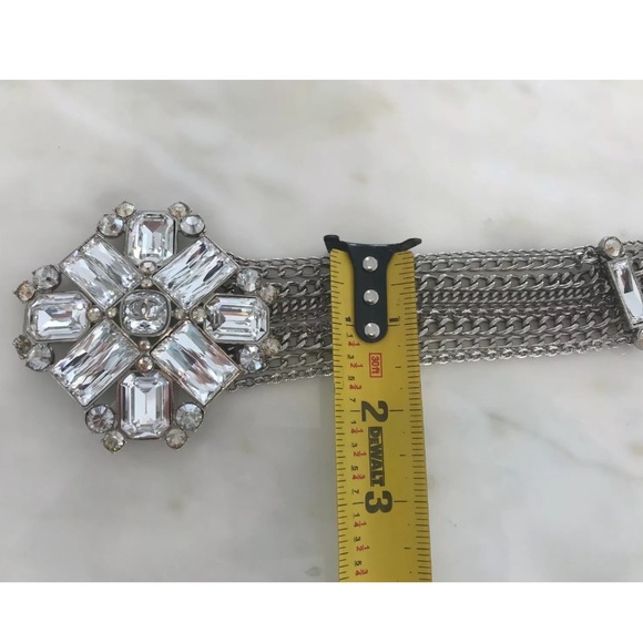 CHANEL SILVER TONE CHAIN CRYSTAL EMBELLISHED BELT NWOTS! - Picture 10 of 17
